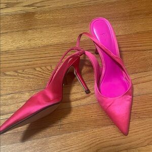 Zara Fuchsia Satin Slingback Heels